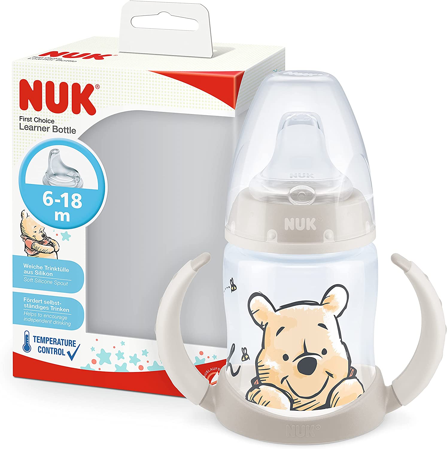 NUK First Choice+ Temperature Control Winnie the Pooh Learner Bottle (6m+) 150ml
