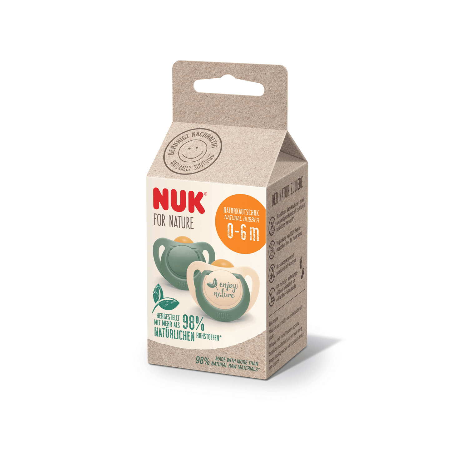 NUK For Nature Soother Green 0-6 Months - 2 Pack