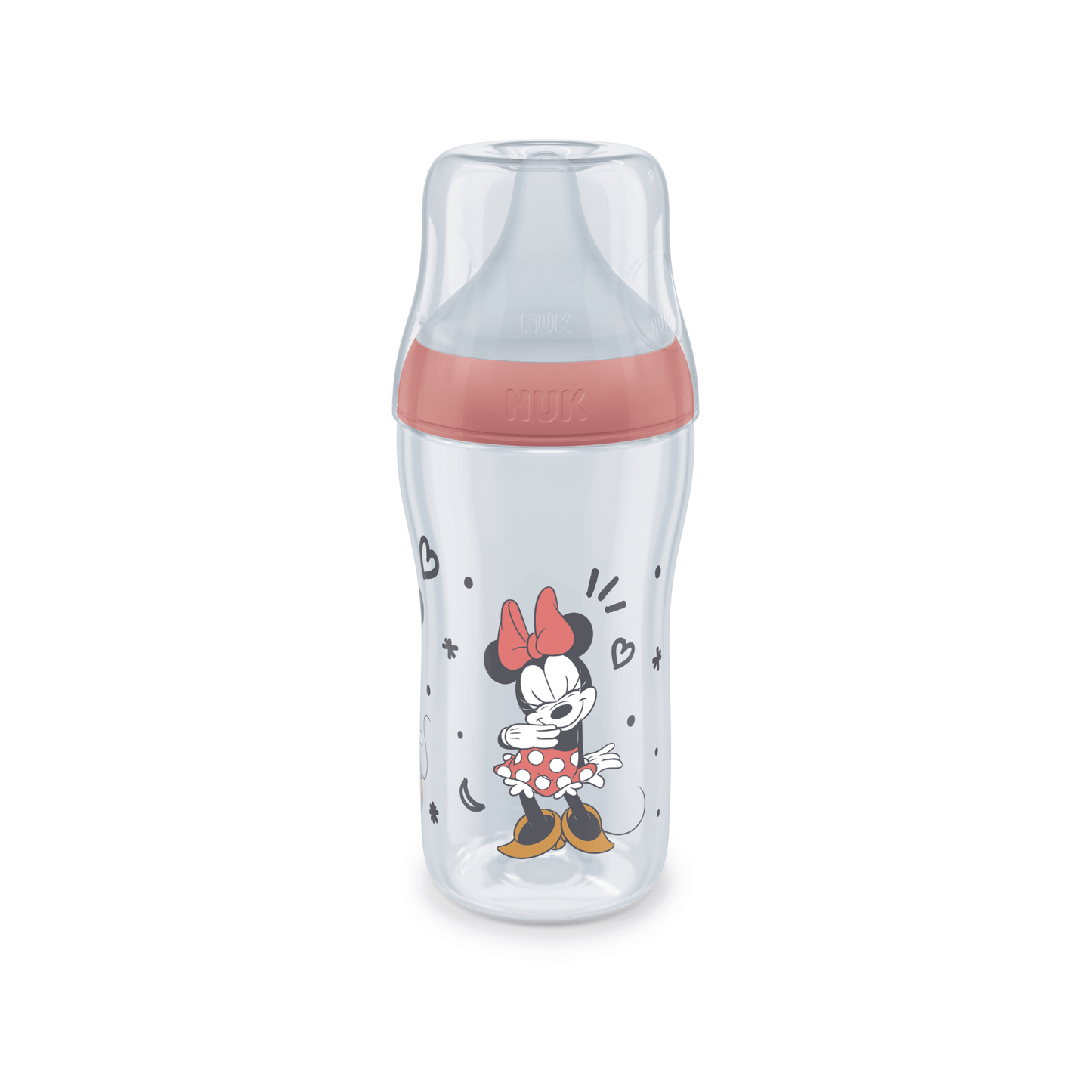 NUK Perfect Match 260ml Temperture Control Minnie Medum Teat Red 1pk