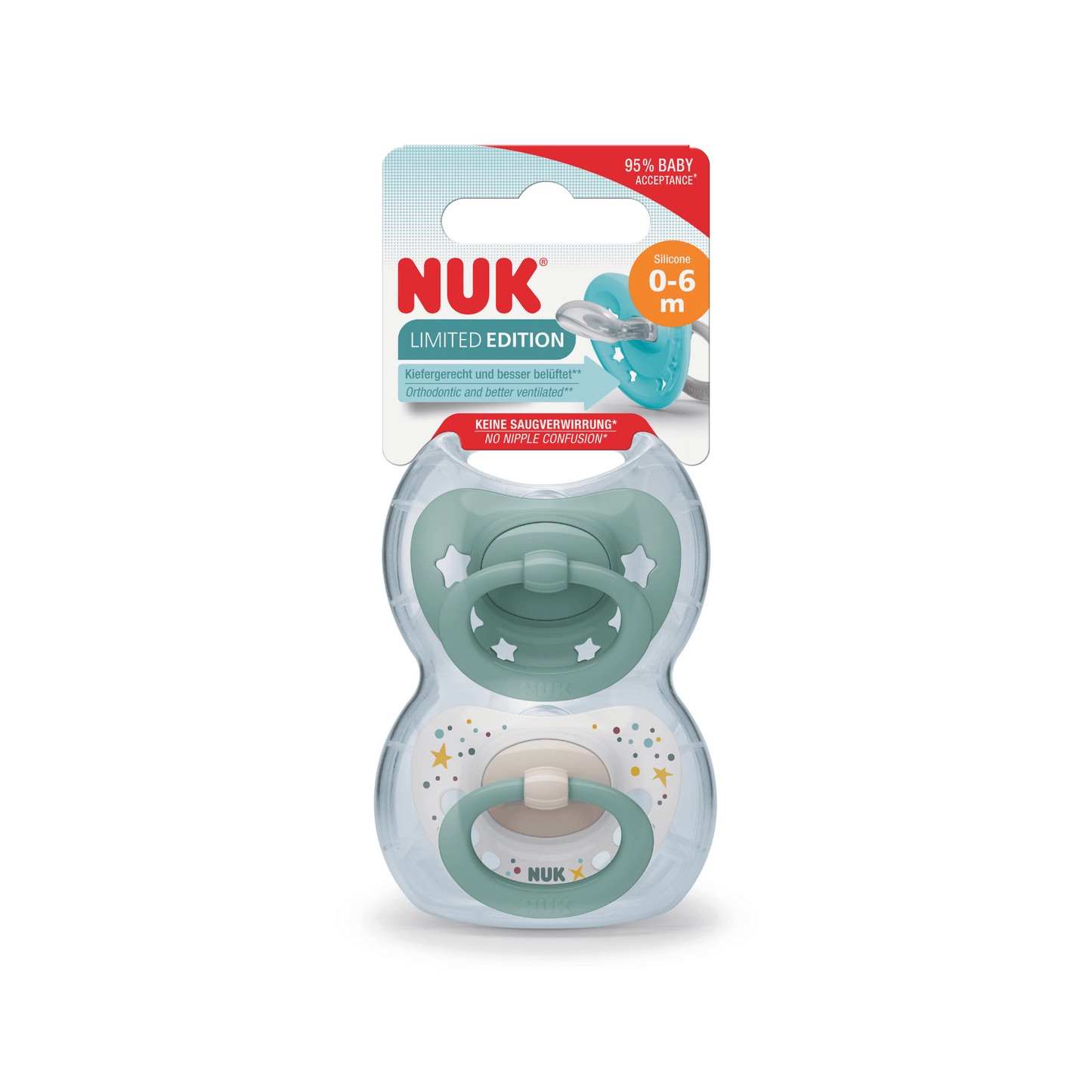 NUK Signature Silicone Soother Boy 0-6 Months 2 Pack