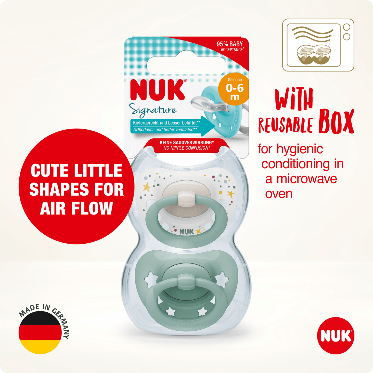 Nuk Signature Silicone Soother Boy 0 6 Months 2 Pack
