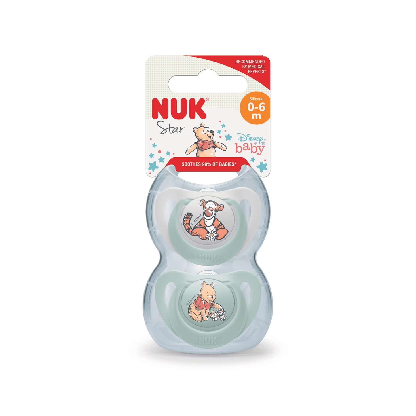 NUK Winnie the Pooh Star Soother 0-6 Months 2 Pack