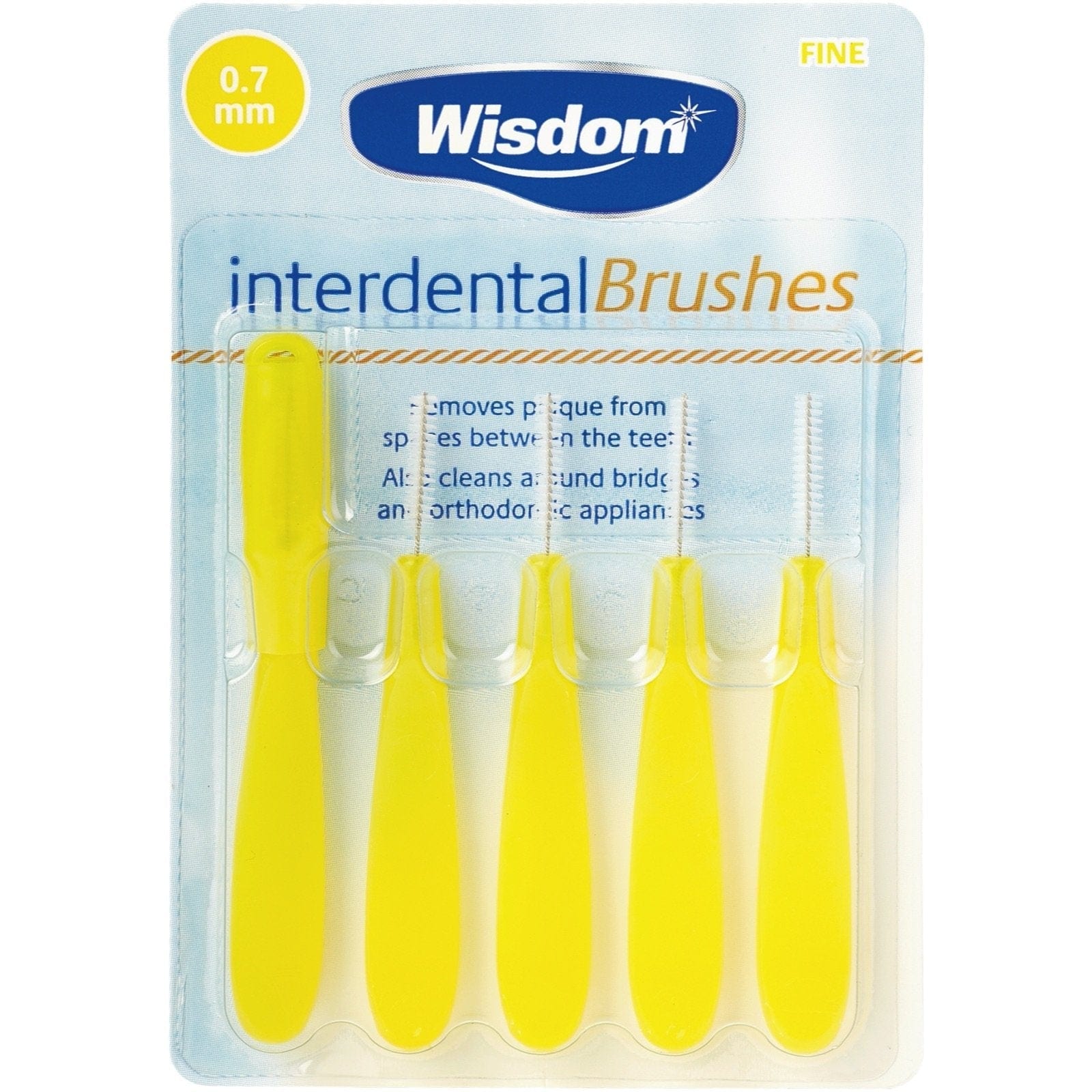 Wisdom Interdental Brush 0.7mm (Yellow) 5's
