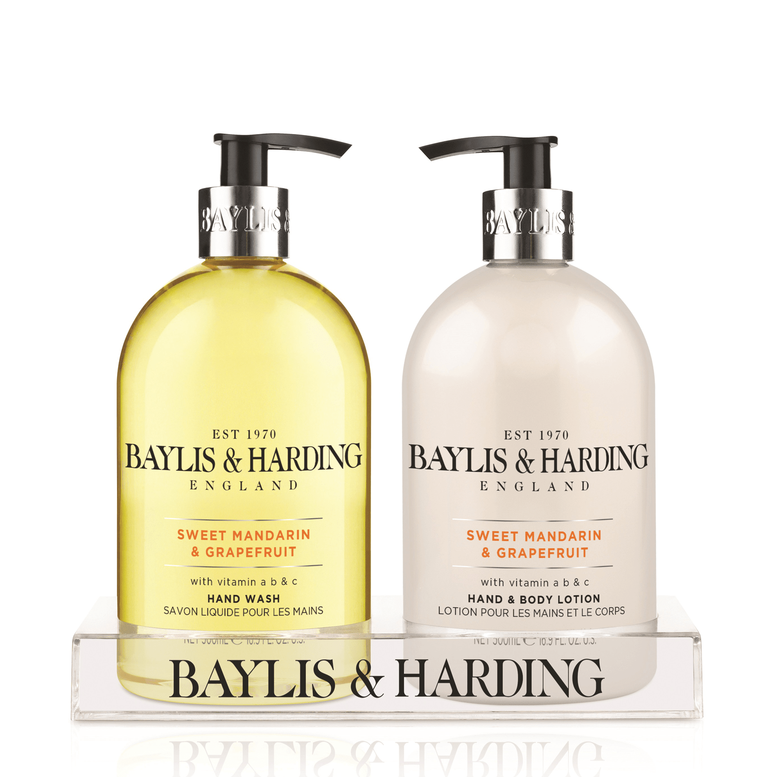 Baylis & Harding Sweet Mandarin, Grapefruit & Lemon Hand Wash and Hand Lotion Bottle Set 2 x 500ml