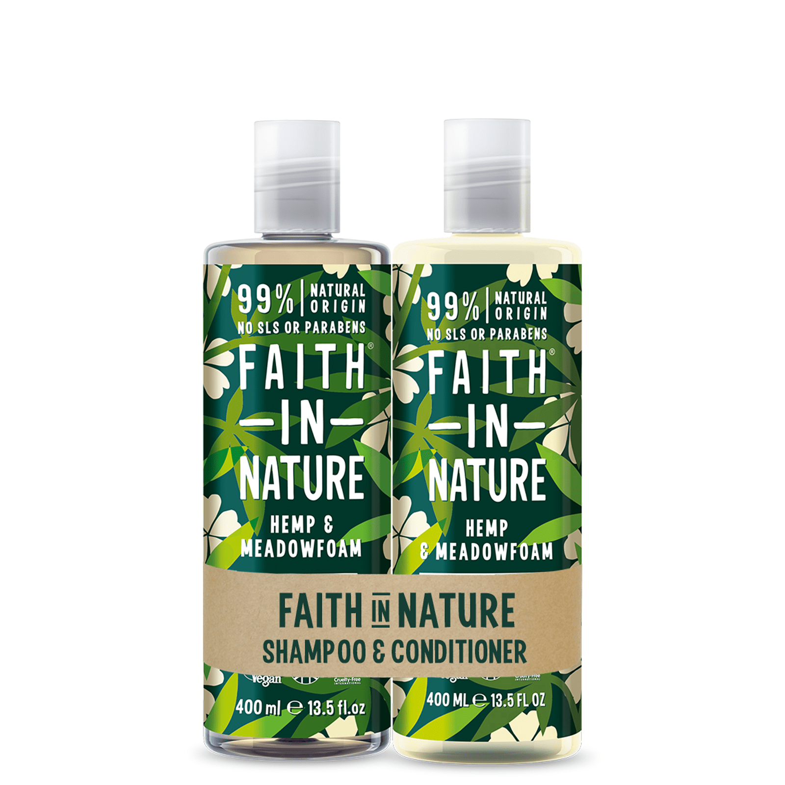 Faith in Nature Hemp & Meadowfoam Shampoo & Conditioner Banded Pack  2 x 400ml