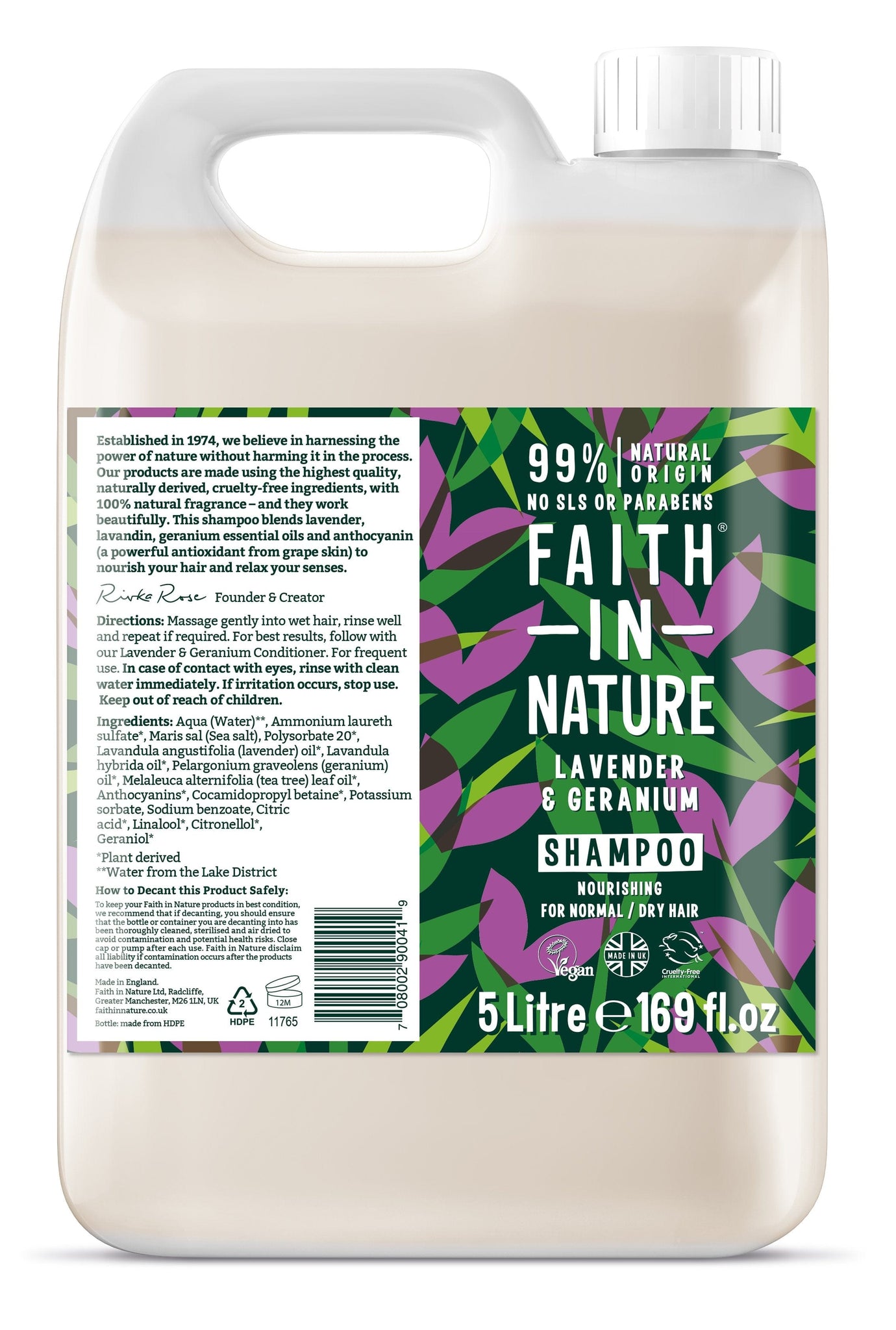 Faith In Nature Lavender & Geranium Shampoo 5 Litre