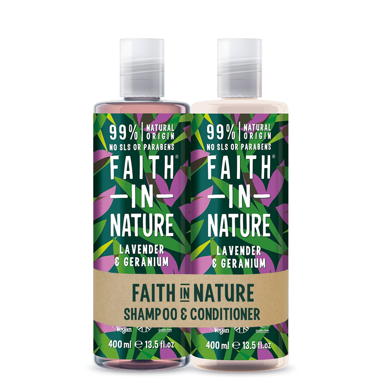 Faith in Nature Lavender & Geranium Shampoo & Conditioner Banded Pack  2 x 400ml