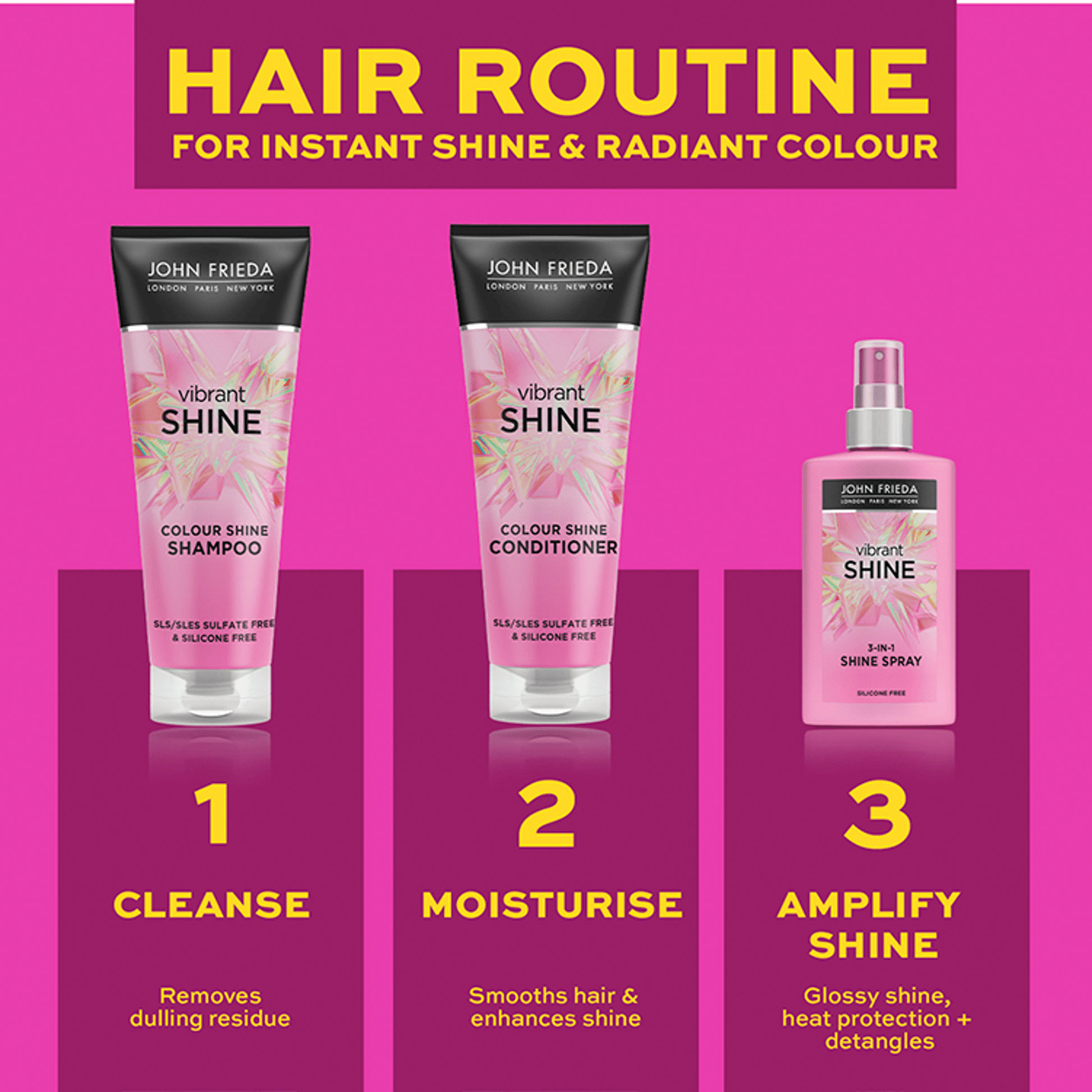 John Frieda Vibrant Shine 3 in 1 Shine Spray 150ml