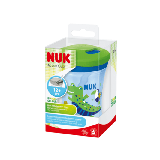 NUK Action Cup Colour Changing Blue Cup With Soft Straw (12m+) 300ml