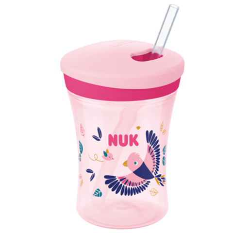 NUK Action Cup Colour Changing Pink Cup With Soft Straw (12m+) 300ml