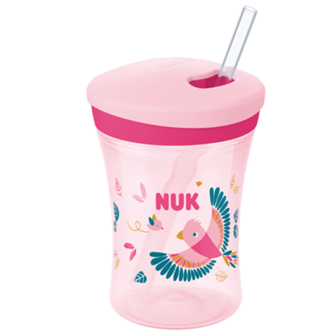 NUK Action Cup Colour Changing Pink Cup With Soft Straw (12m+) 300ml