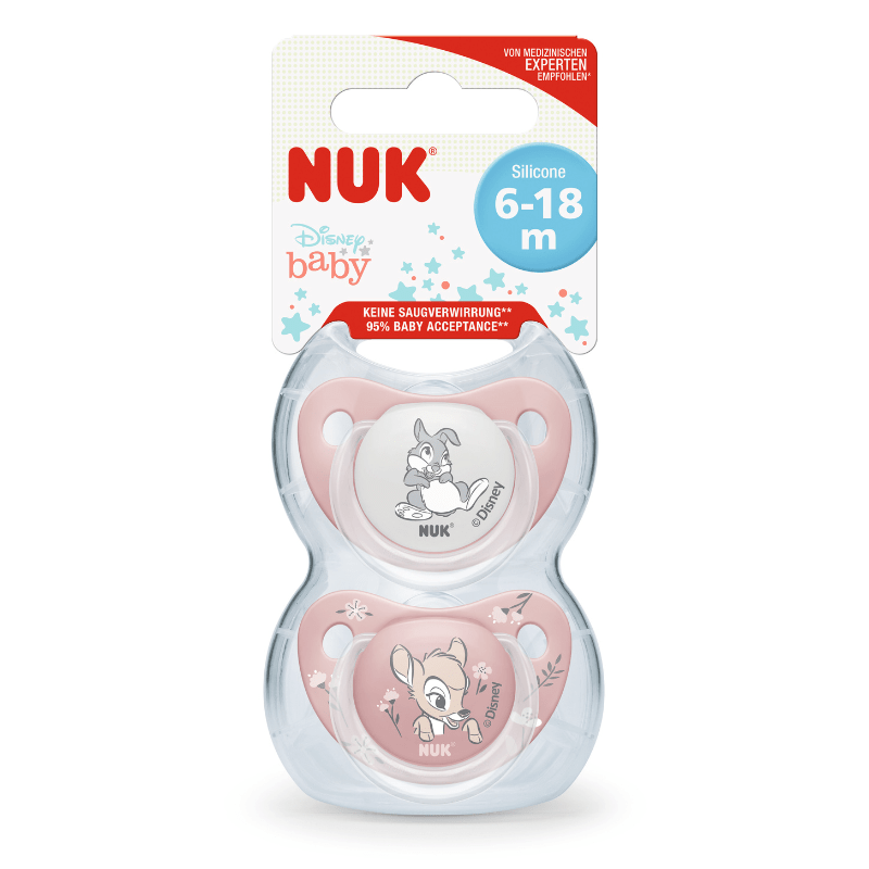 NUK Bambi Silicone Soother Size 2 (6-18 months) 2 Pack
