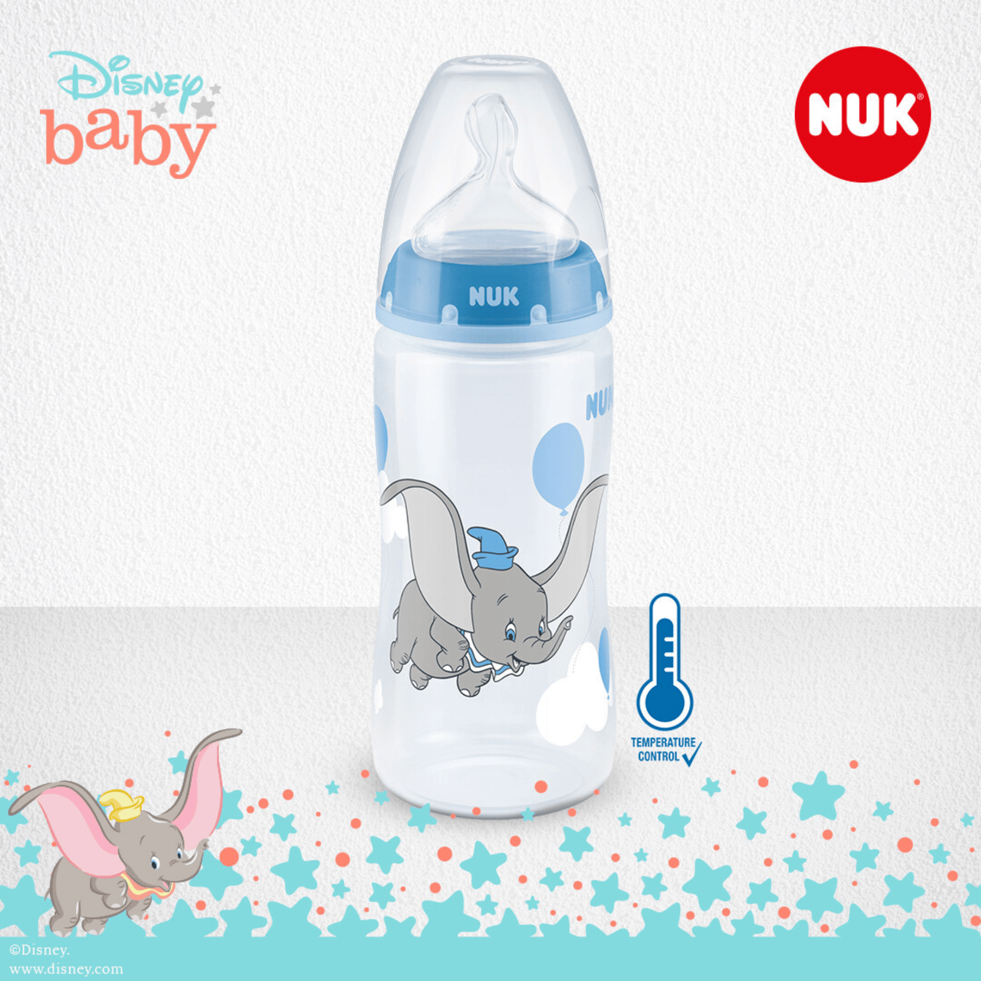 Nuk Disney Dumbo First Choice Baby Bottle With Temperature Control 300Ml 6 18 Months