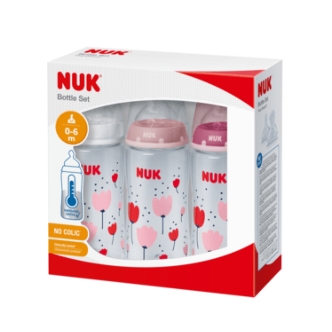 NUK First Choice + Temperature Control Pink Bottle Set