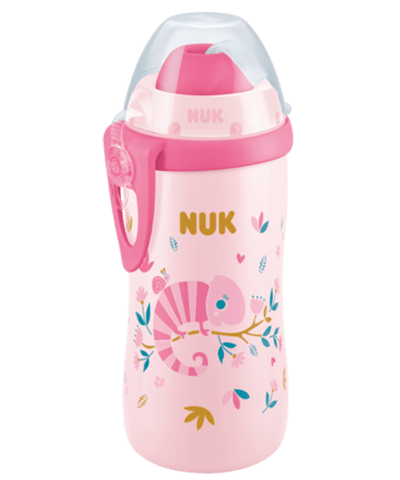 NUK Flexi Cup Colour Changing Pink Cup Soft Silicone Straw 300ml