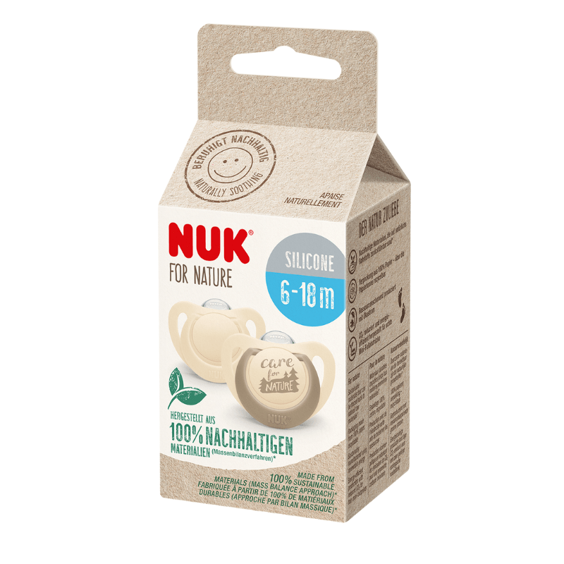NUK For Nature Silicone Soother 6-18 Months Cream 2 Pack