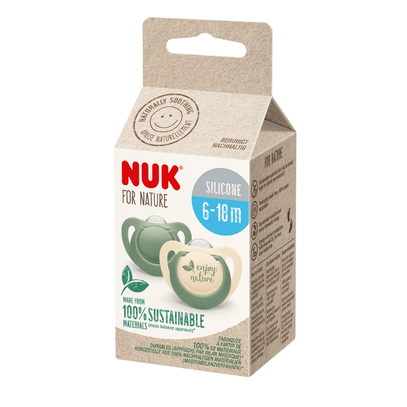 NUK For Nature Silicone Soother 6-18 Months Green 2 Pack
