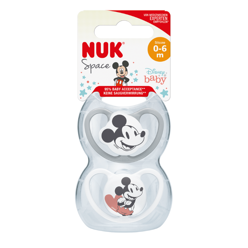 NUK Mickey Mouse Space Soother 0-6 Months - 2 Pack