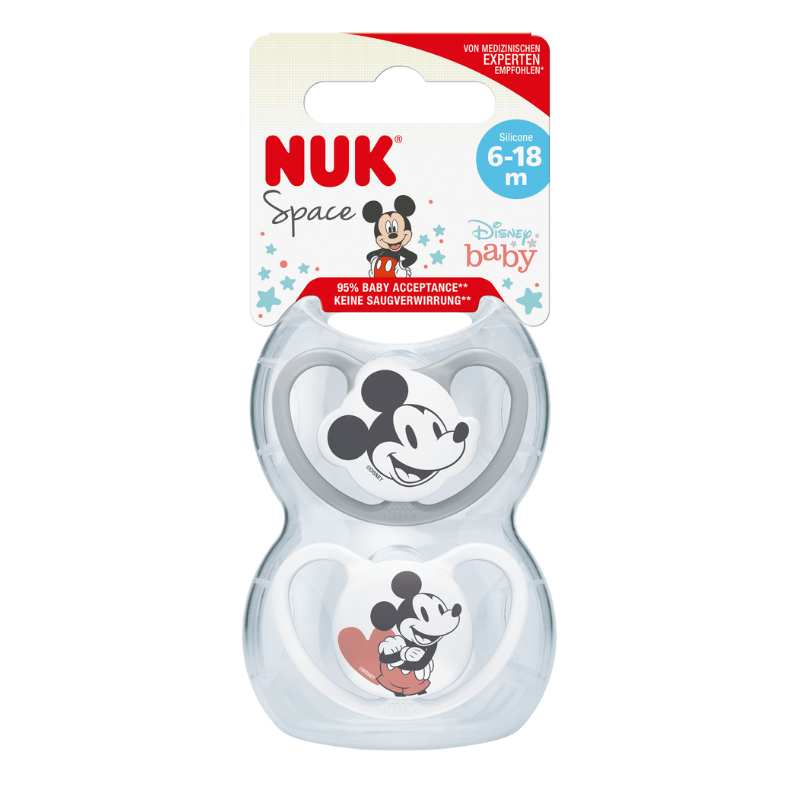 NUK Mickey Mouse Space Soother 6-18 Months - 2 Pack