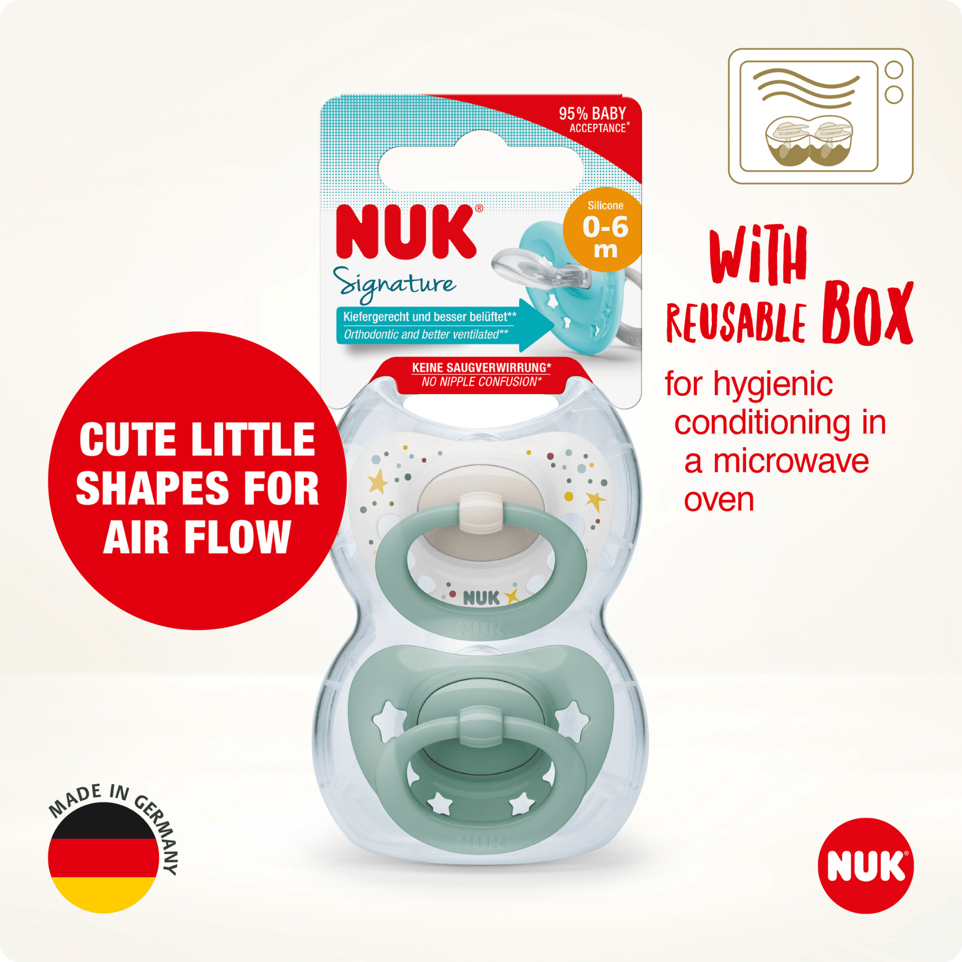 Nuk Signature Silicone Soother Boy 0 6 Months 2 Pack