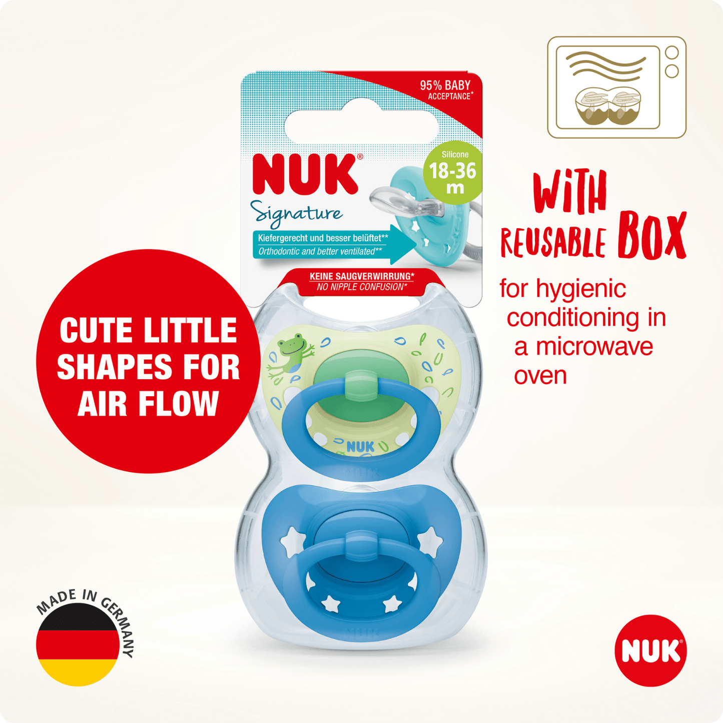 Nuk Signature Silicone Soother Boy 18 36 Months 2 Pack