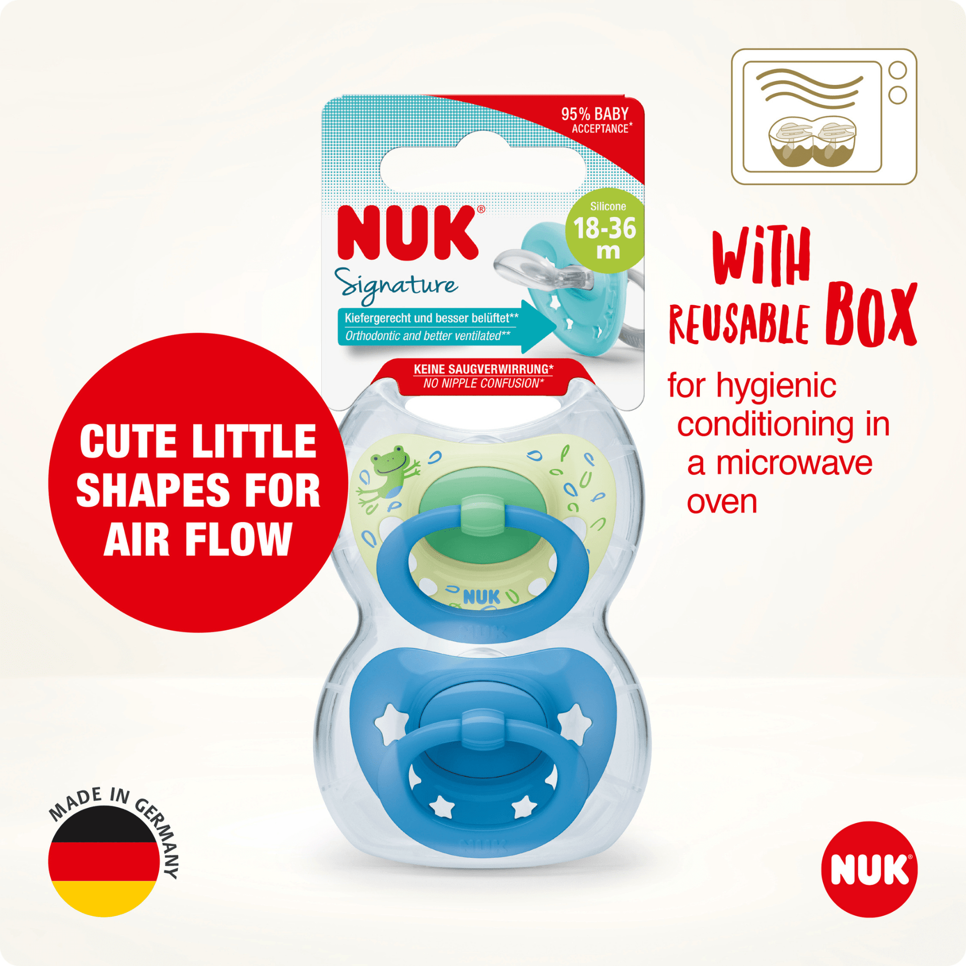 Nuk Signature Silicone Soother Boy 18 36 Months 2 Pack