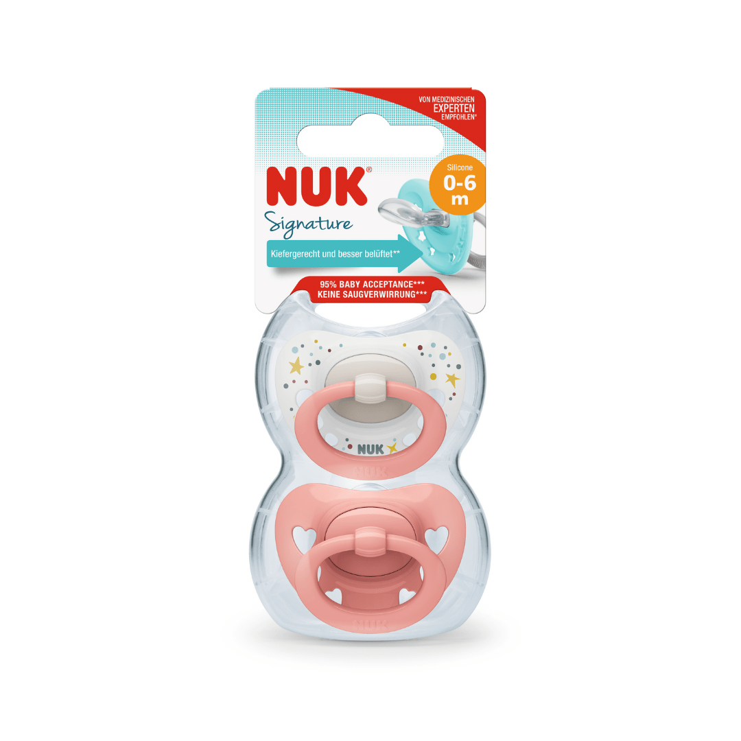 NUK Signature Silicone Soother Girl 0-6 Months 2 Pack