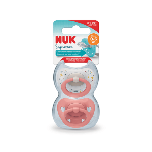 NUK Signature Silicone Soother Girl 0-6 Months 2 Pack