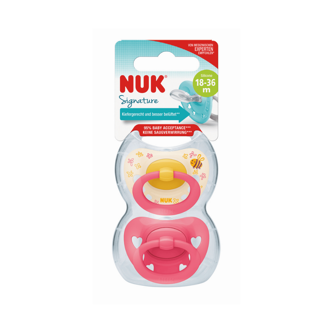 NUK Signature Silicone Soother Girl 18-36 Months 2 Pack