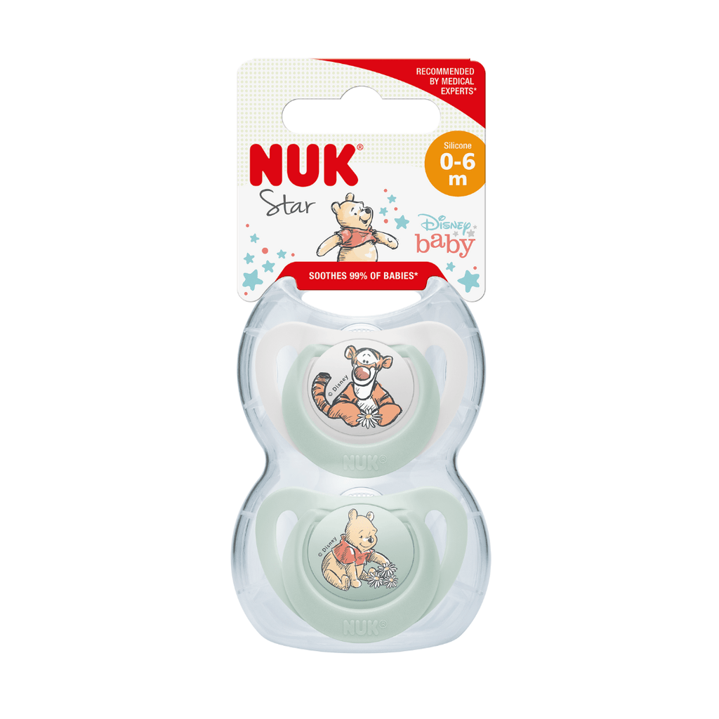 NUK Winnie the Pooh Star Soother 0-6 Months 2 Pack