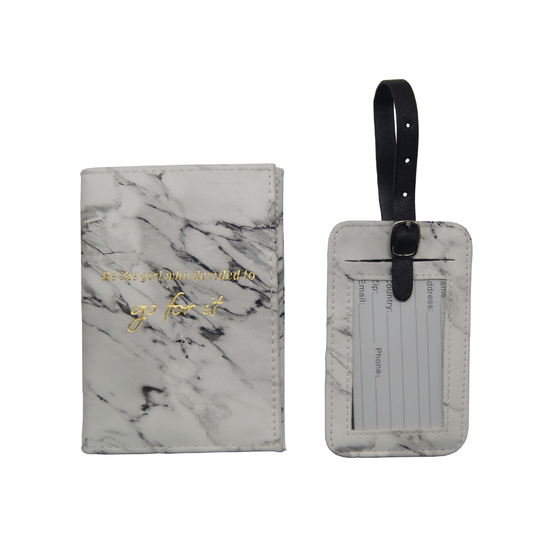 Pulse Accessories Marble Passport Cover & Tag