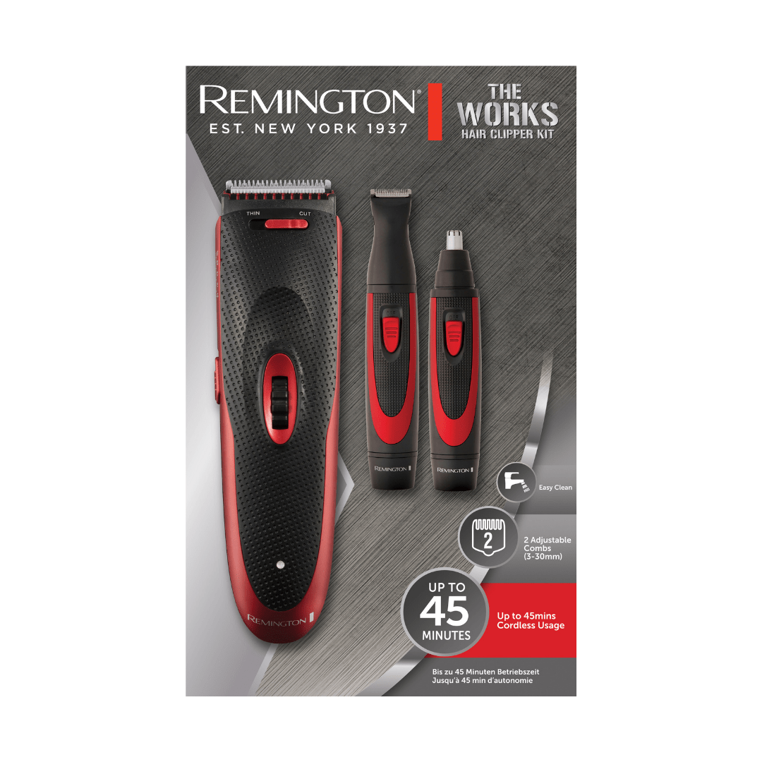 Remington The Works Hair Clipper Kit Red