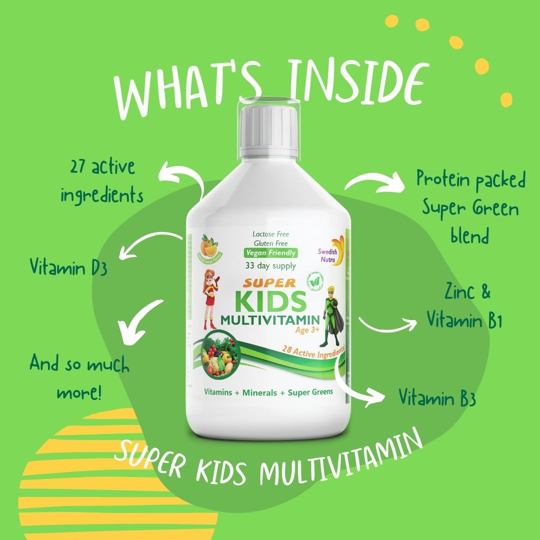 Swedish Nutra Kids Multivitamin With Supergreens 500Ml