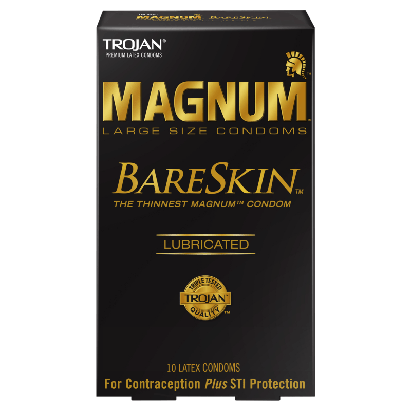 Trojan Magnum Bareskin Large Sized Premium Latex Condoms 10's