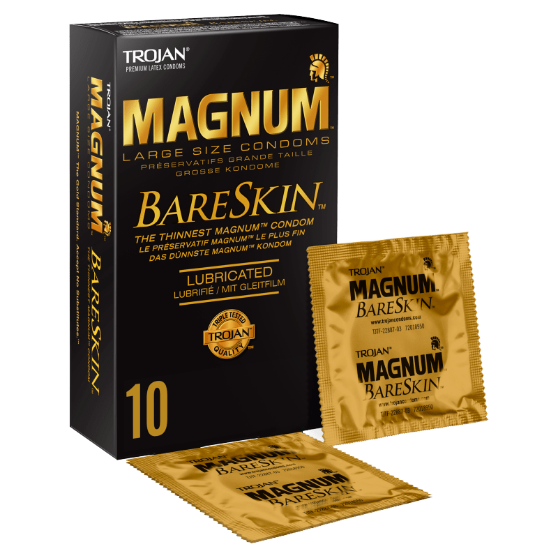 Trojan Magnum Bareskin Large Sized Premium Latex Condoms 10's