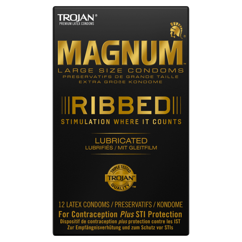 Trojan Magnum Ribbed Large Sized Latex Condoms 12's
