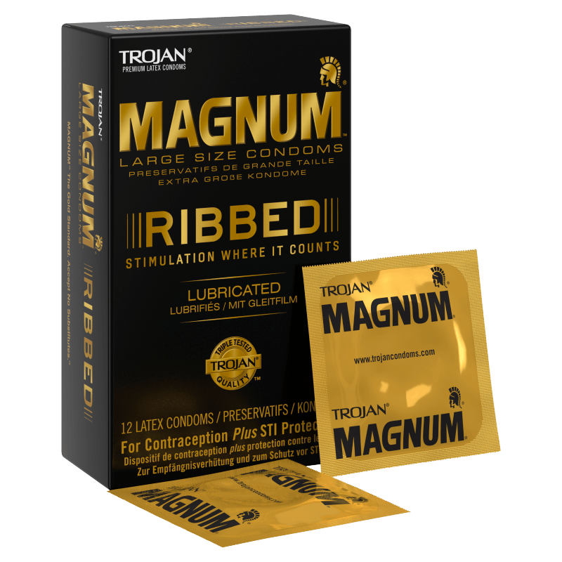 Trojan Magnum Ribbed Large Sized Latex Condoms 12's