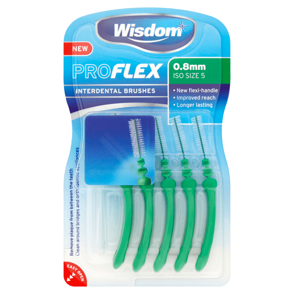 Wisdom Proflex Interdental Brushes 0.8mm 5 Pack