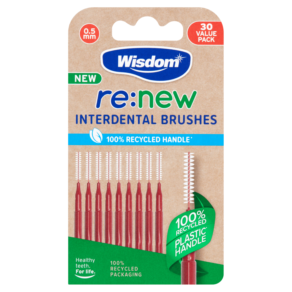 Wisdom Re:New Recycled Plastic Interdental Brushes 0.5mm 30 Pack