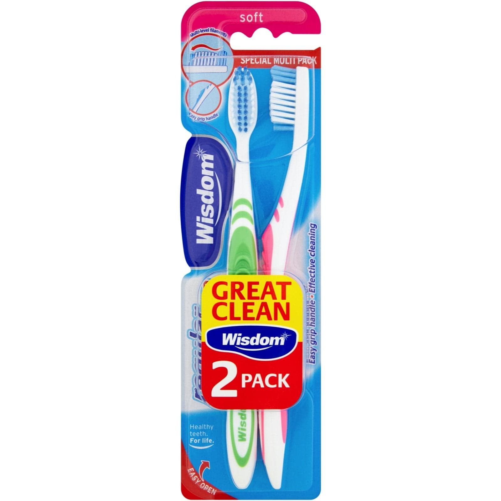 Wisdom Regular Plus Toothbrush Soft Twinpack 2's